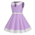 thumbnail image 4 of TopLLC Robe Sans Manches Col Rond Filles Été Rétro Taille Rayée Couleur Unie Manches Volantes Robe Col Rond Girl Dress, 4 of 5