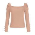 thumbnail image 4 of AherBiu Womens Blouses Trendy Long Sleeve Comfy Tops Ribbed Knitted Slim Tight Stretchy Fall Shirts, 4 of 7