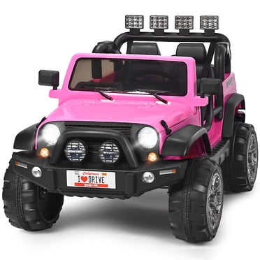 Patiojoy Camion Jouet Électrique 12V pour Enfants, Voiture Jeep 2 Places avec Télécommande, Rose