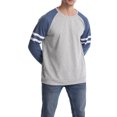 thumbnail image 2 of Xingqing T-Shirts à Manches Longues Raglan pour Hommes, Chandail en Molleton Décontracté à Col Rond, Pull Ample, Chemises Athlétiques Gris Marine TG, 2 of 5