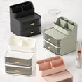 thumbnail image 3 of Makeup Organizer with 2 Large Drawers, Clear Rectangular Compartments for Brushes & Eyeshadow, Bathroom Vanity Storage, Cosmetic Countertop Organizer for Lipstick, Nail Polish, and Beauty Supplies, 3 of 3