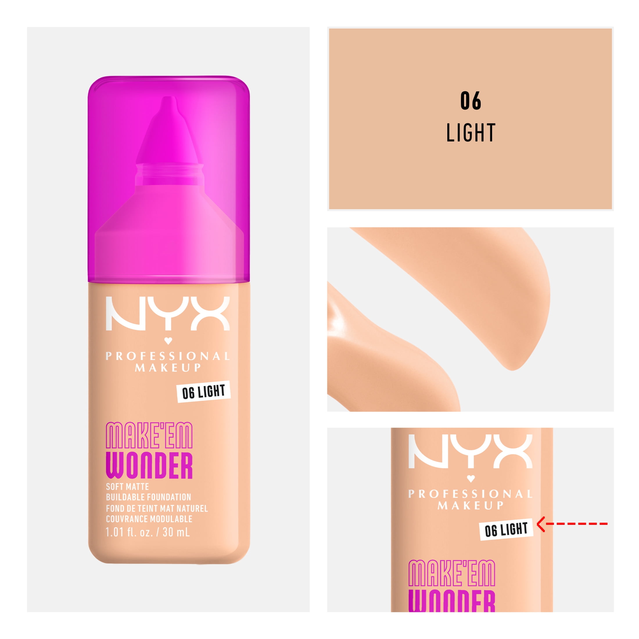 NYX Professional Makeup Make Em Wonder Fond de Teint Mat Naturel, Teinte: Light