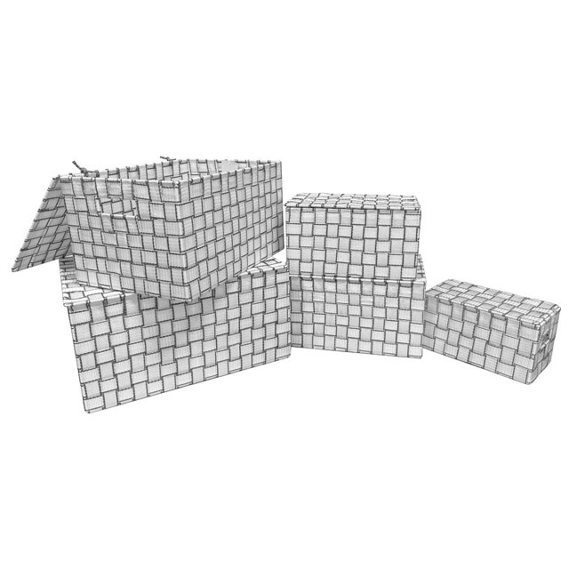 Jessar - Set of 5 Fabric Storage Baskets with Flip Lids, White
