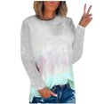 thumbnail image 1 of RKSTN Chandails pour Femmes Manches Longues Mode Hauts à Col Rond Imprimés Teinture sur Nœuds Décontractés Sortie Blouses Amples, 1 of 4