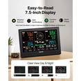 thumbnail image 4 of VEVOR 7-in-1 Wireless Weather Station, 7.5-Inch VA Display, Solar Powered Outdoor Sensor, Rain Gauge, Indoor Outdoor for Weather Forecast, Temperature, Humidity, Wind Speed and Direction (No WiFi), 4 of 9
