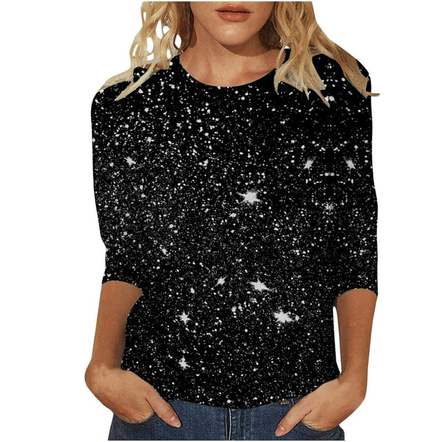Ketyyh-chn99 Chandails pour Femmes Amples et Confortables Blouse à Manches Longues Col Rond Tunique Ligne A Blouse Noir,m