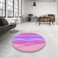 thumbnail image 4 of Ahgly Company Tapis d'Intérieur Ronds Lavables à la Machine de Style Transitionnel Violet Violet, 8 Pieds Rond, 4 of 7