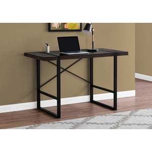 Monarch Specialties Bureau d'ordinateur, Bureau à la maison, Ordinateur portable, 48"l, Travail, Métal, Stratifié, Brun, Noir, Contemporain, Moderne