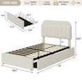 thumbnail image 2 of Twin/Twin XL/Full/Queen Size Bed Frame with Storage Headboard, Girls Bed Frame with 2 Drawers, Boucle Upholstered Platform Bed with Bookcase, No Box Spring Needed, Easy Assembly, 2 of 9