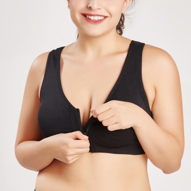 Women‘s Zip Front Closure Sports Bra High Impact Racerback Workout Bra for Running for Plus Size