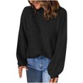 thumbnail image 1 of Blouse à Col Roulé à Manches Longues pour Femmes Automne et Hiver, Chandail Décontracté à Col Roulé pour Femmes, Hauts Unis à Manches Longues en Tricot, 1 of 7