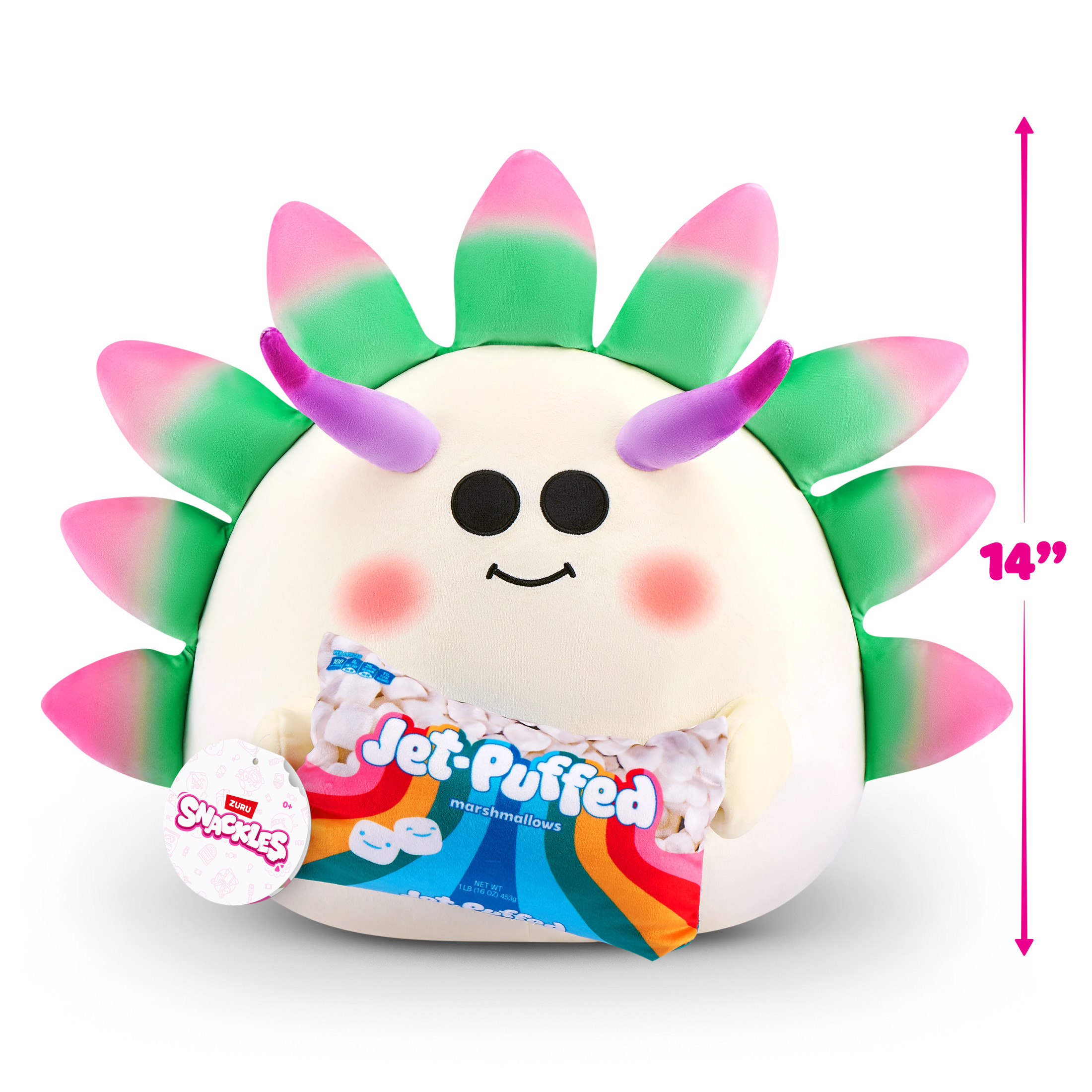 Snackles Peluche série 3 14 pouces sous licence de ZURU (Sea leaf slug w/Jet-Puffed) de ZURU, Peluche avec licence accessoires Snack Brand