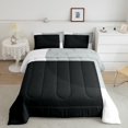 thumbnail image 1 of Erosebridal Modern Abstract Bedding Full Comforter Set, Black White Gray Down Comforter Microfiber 3pcs, 1 of 8