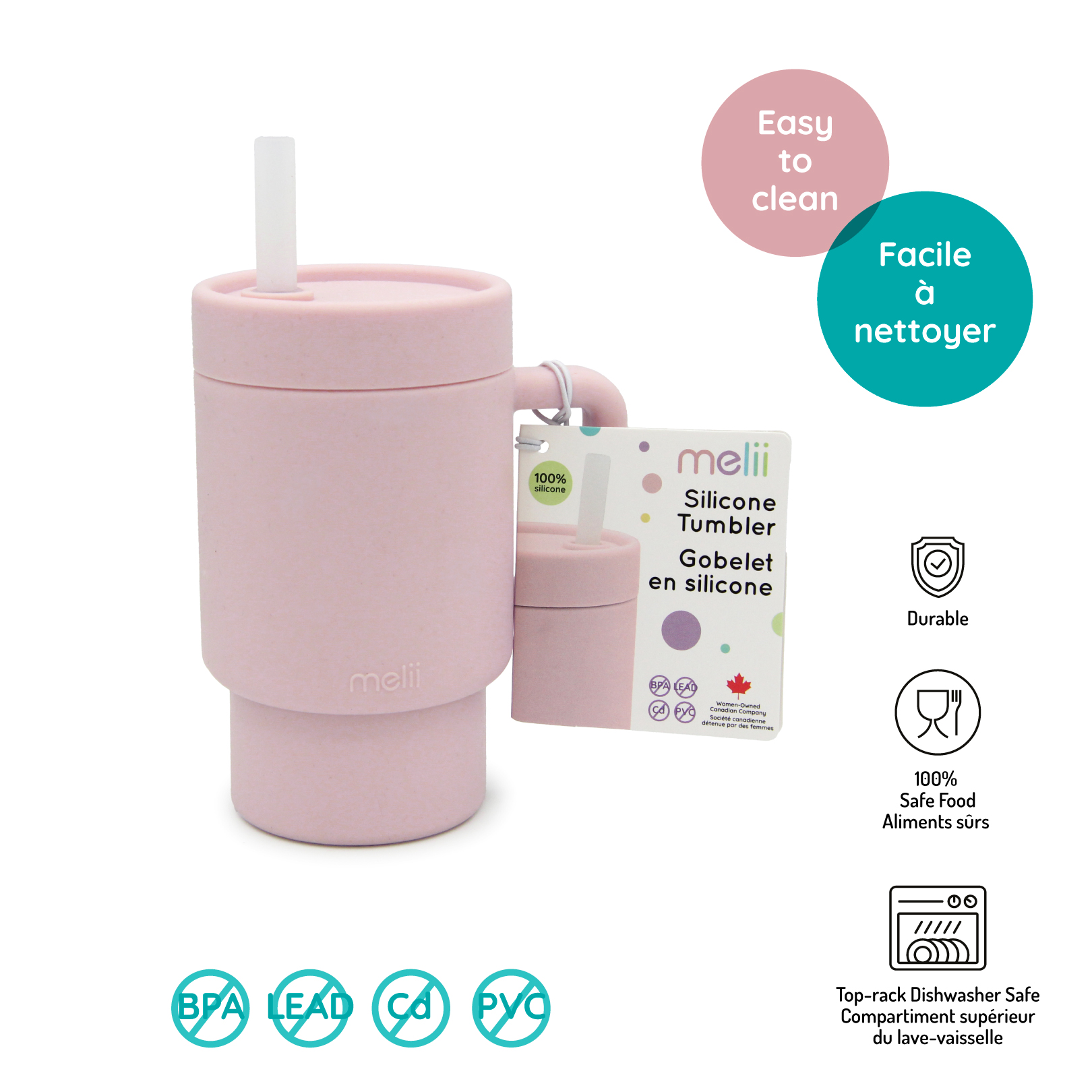 Melii Gobelet en Silicone Rose