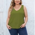 thumbnail image 2 of Timegard Womens Plus Size Tank Tops Ribbed V-Neck Comfy Casual Loose Shirt Top Basic Tee Blouse Undershirts, 2 of 7