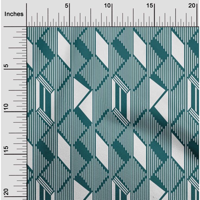 oneOone Cotton Poplin Fabric Parallelogram & Triangle Geometric Print Fabric By The Yard 42 Inch Wide