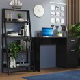 thumbnail image 2 of Madesa 2-Piece Home Office & Study Furniture Set: 43" Compact Computer Desk with Storage and Drawer + 24" 5-Tier Ladder Shelf for Pantry, Books, & Utilities – Black, 2 of 7