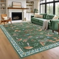 thumbnail image 1 of Washable Rug 9x12 Mushroom Butterfly Large Area Rug Non Slip Living Room Rugs Insect Moth Print Accent Carpet Non Shed Soft Bedroom Carpets Thin Foldable Modern Carpet for Farmhouse, Green, 1 of 6