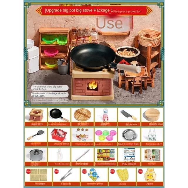 Mini Petits Jouets de Cuisine Cuisine Réelle Ensemble Complet Batterie de Cuisine Cuisine Version Réelle