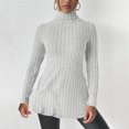 thumbnail image 4 of AherBiu Womens Sweater Tops Long Sleeve Turtleneck Ribble Knit Slim Pullover Tunic Sweaters Shirt Blouse, 4 of 5