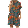 thumbnail image 1 of Offres du Jour Liquidation Iumwxz Robe à Manches Courtes Col Rond pour Femme Robe Décontractée Ample Robe de Soleil Robe de Nuit Imprimé Floral Robe de Plage pour Femmes Robe Confortable pour Fête à la Maison, 1 of 7