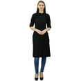 thumbnail image 1 of Phagun Kurti Tunique Unie en Coton Col Mandarin Kurta Blouse Ethnique Décontractée, 1 of 2