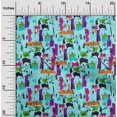thumbnail image 2 of oneOone Silk Tabby Turquoise Blue Fabric Abstracts Sewing Material Print Fabric By The Yard 42 Inch Wide, 2 of 5