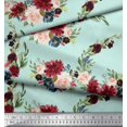 thumbnail image 3 of Soimoi Green Poly Georgette Fabric Ranunculus & Penoy Floral Print Decor Fabric Printed By the Yard 42 Inch Wide, 3 of 3