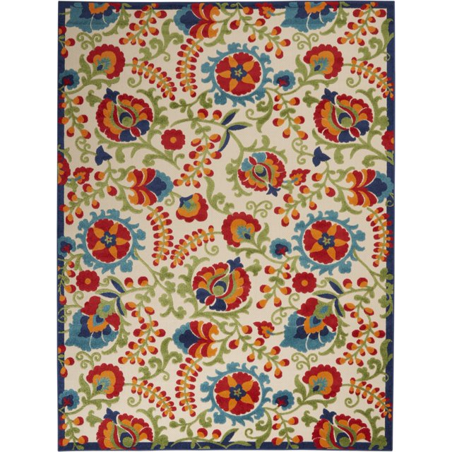 homeroots home decor 384801 7’ x 10’ Mediterra Indoor Outdoor Area Rug
