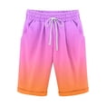 thumbnail image 1 of Plebaso Men's Stylish Shorts Gradient Color Summer Beach Shorts Drawstring Casual Knee Length Shorts, 1 of 3