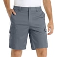 thumbnail image 2 of TIMIFIS Lightweight Cargo Shorts for Mens Elastic Waist with Button and Zipper Multi Pockets Solid Color Hiking Work Travel Golf Camping Casual Summer Comfy Shorts, 2 of 8