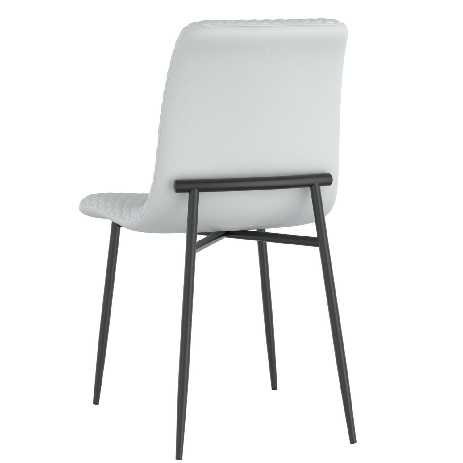 Chaise contemporaine de salle à manger en similicuir et en métal, ensemble de 2 – gris pâle et noir