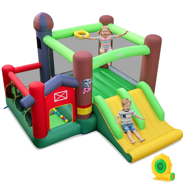 Costway Château Gonflable Rebondissant pour Enfants, Sautoir Intérieur Extérieur avec Souffleur de 550 W Costway Château Gonflable Rebondissant pour Enfants, Sautoir Intérieur Extérieur avec Souffleur de 550 W