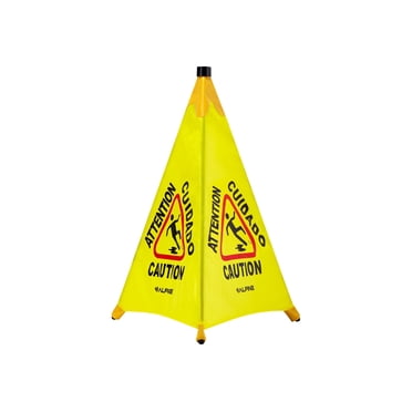 Alpine Industries - Sign - wet floor - cone - floor-standing - steel, polyester taffeta - yellow (pack of 5)