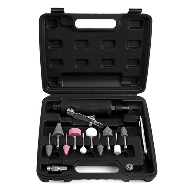 Graflsoa Compact Pneumatic Handheld Grinder Set B for Polishing, Engraving, and Grinding with 10 Grinding Bits