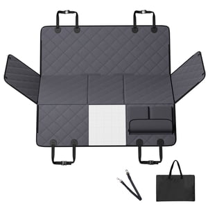 KFFKFF Extendeur de siège de voiture pour chien, Hamac de voiture imperméable pour animaux de compagnie, housse de siège arrière durable 54"x24" 400lbs, avec la fenêtre de visualisation Mesh & Poche de rangement pour voitures, VUS