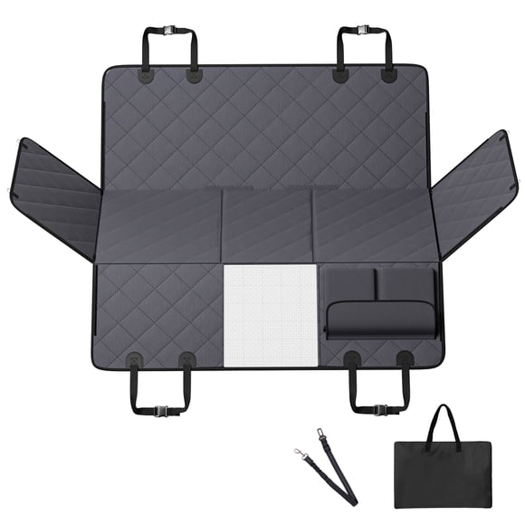 KFFKFF Dog Car Seat Extender, Waterproof Car Hammock for Pets, 54"x24" Durable Backseat Cover, Supports 400lbs, with Mesh Viewing Window & Storage Pocket for Cars, SUVs