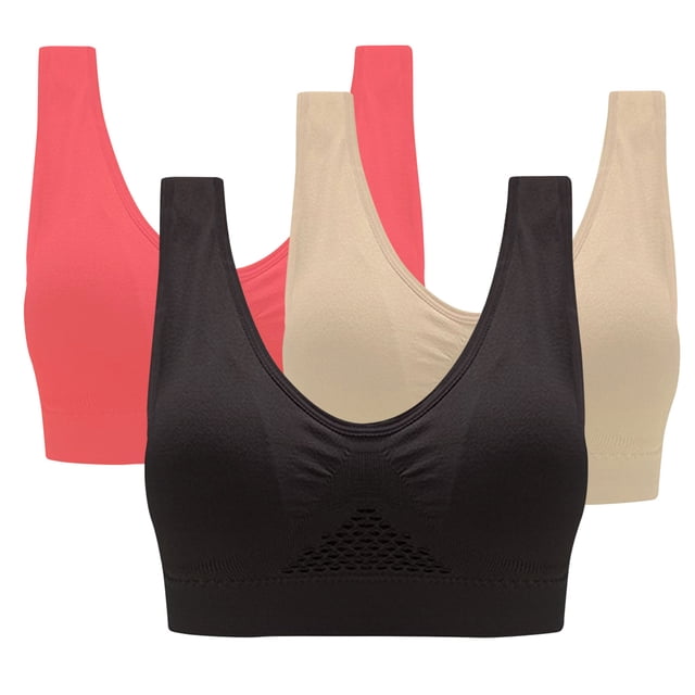 AherBiu 3pc Plus Size Sports Bras for Women High Support Wireless Workout Bras Full Coverage Push up Yoga Running Bralettes