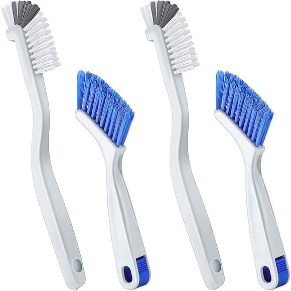 TIMIFIS Cleaning Brush 4Pcs Cleaning Bottle Small Brush Washing Tank Kitchen Brush, Corner Grouting Bathroom Cleaning Brush, Sliding Door or Window Cleaning Brush (White, Blue) Brushes
