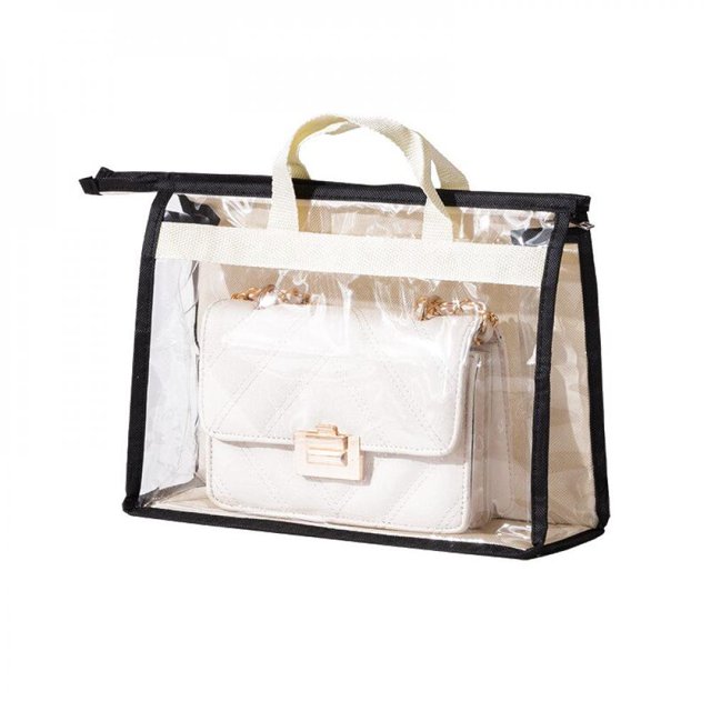 Liquidation! Organisateur de Sac à Main Transparent Anti-Poussière pour Rangement Suspendu avec Fermeture Éclair et Poignée