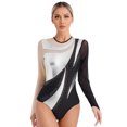 thumbnail image 1 of Alvivi Justaucorps de Gymnastique pour Femmes Justaucorps de Gymnastique à Manches Longues Costume de Performance d'Acrobatie de Ballet Argent TG, 1 of 7