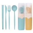 thumbnail image 1 of Camping Utensils Set, Travel Utensils Set with Case, 2Sets Reusable Wheat Straw Tableware, for Travel Picnic Camping or Daily Use,Green+yellow, 1 of 5