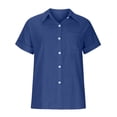 thumbnail image 5 of Dealovy Plus Size Womens Button down Shirts Cotton Linen Rolled Short Sleeve Loose Casual Work Blouses, 5 of 5