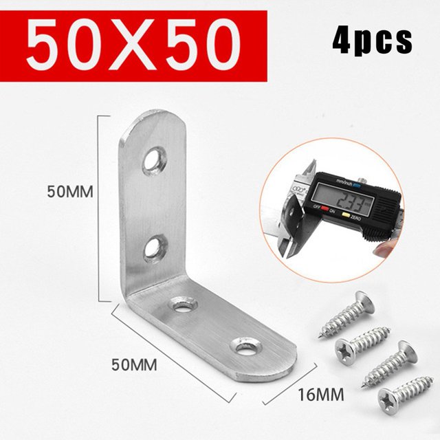 4 Supports d'Angle en Acier Inoxydable à Angle Droit en Forme de L