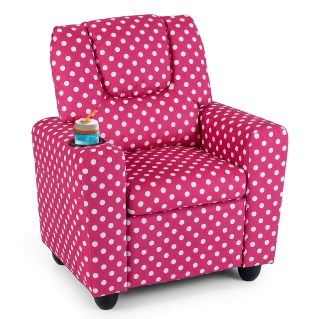 Costway Fauteuil Inclinable pour Enfants avec Porte-Gobelet avec Dossier et Repose-Pieds Réglables pour Garçons et Filles Rose+blanc