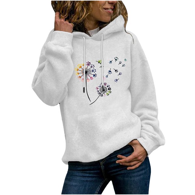 Winter Womens Casual Long Sleeve Tops Ladies Print Pullover Sweatshirt Blouse