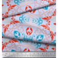 thumbnail image 3 of Soimoi Blue Poly Georgette Fabric Moroccan Damask Print Sewing Fabric Yard 52 Inch Wide, 3 of 3
