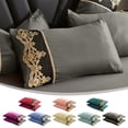 thumbnail image 1 of Sentmoon Throw Pillow Cover Pillow Cover Solid Color Luxurius Pillowcase Set 2-Piece Lace Cutis-Friendly Skidproof Pillowcases European Embroidered Pillow Covers, 1 of 7