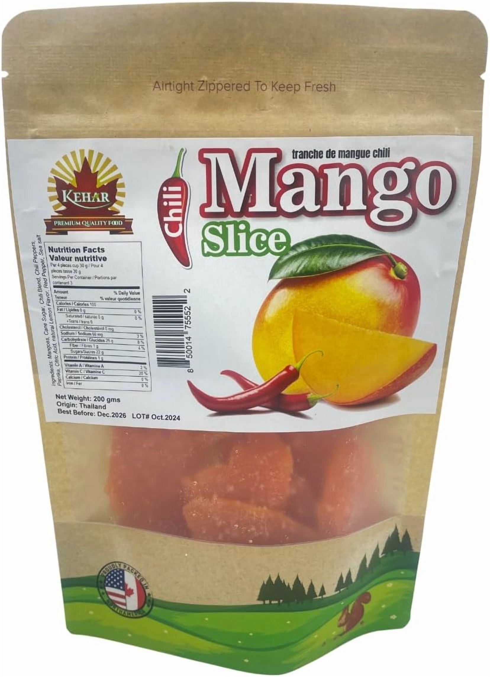 Kehar Foods Dried Chilli Mango Slices - 200gm | Spicy & Tangy Dried Mango with a Kick of Chili | Natural & Healthy Snack.