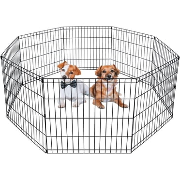 BestPet 8-Panel 24-Inch Folding Dog Playpen, Portable Metal Pet Exercise Fence for Indoor & Outdoor Use, Black